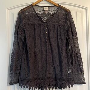 Knox Rose Lace Crochet Tunic blouse Medium